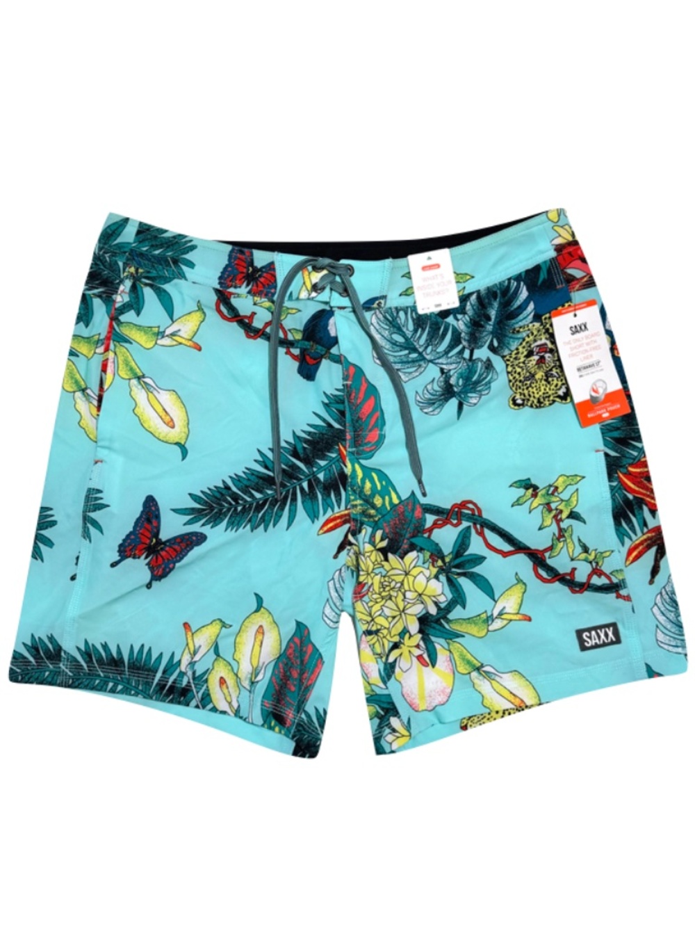 SAXX Betawave 17" Boardshort Blue Disco Jungle Print Size 34 NWT